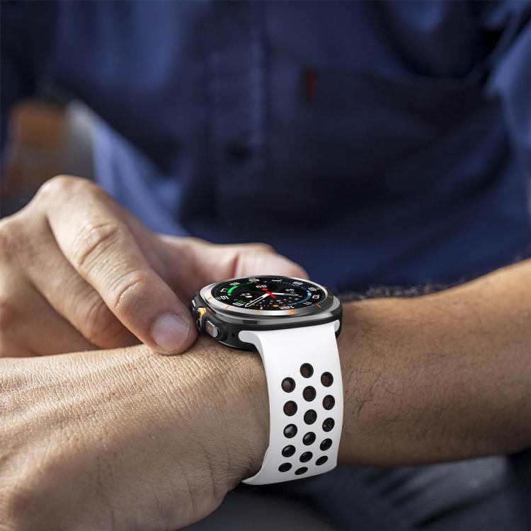 For Samsung Galaxy Watch Ultra 47mm / Ultra 2025 Two Color Round Holes Reverse Buckle Silicone Watch Band