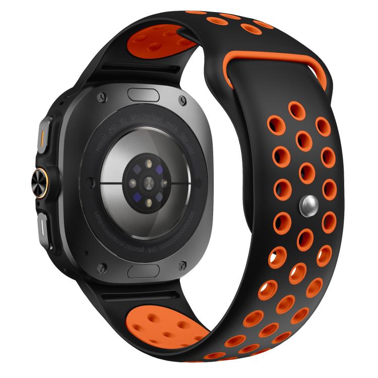 For Samsung Galaxy Watch Ultra 47mm / Ultra 2025 Two Color Round Holes Reverse Buckle Silicone Watch Band