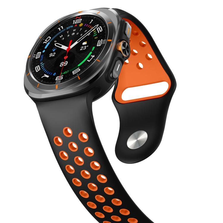 For Samsung Galaxy Watch Ultra 47mm / Ultra 2025 Two Color Round Holes Reverse Buckle Silicone Watch Band