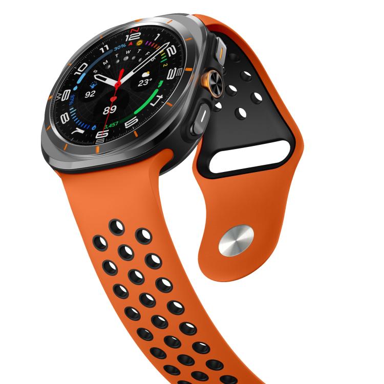 For Samsung Galaxy Watch Ultra 47mm / Ultra 2025 Two Color Round Holes Reverse Buckle Silicone Watch Band