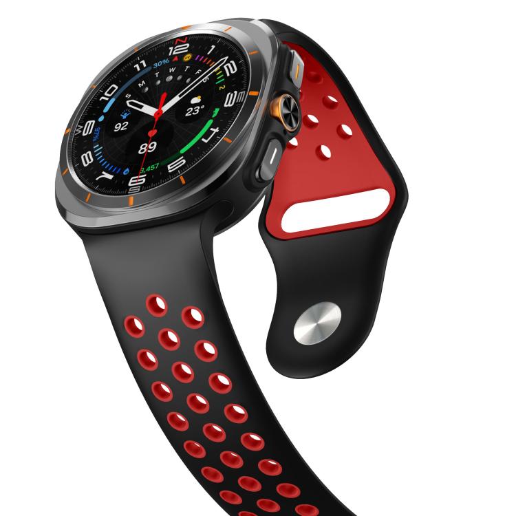 For Samsung Galaxy Watch Ultra 47mm / Ultra 2025 Two Color Round Holes Reverse Buckle Silicone Watch Band