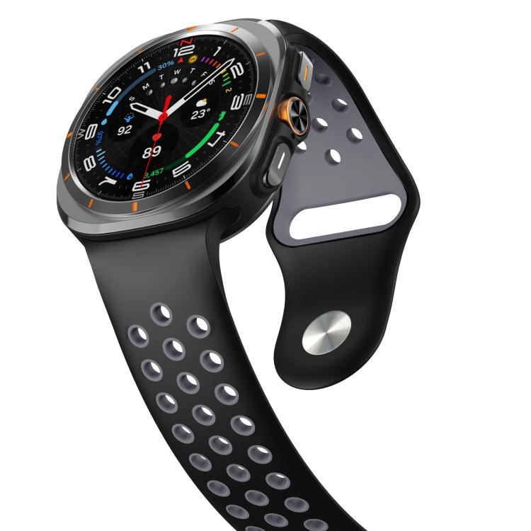 For Samsung Galaxy Watch Ultra 47mm / Ultra 2025 Two Color Round Holes Reverse Buckle Silicone Watch Band