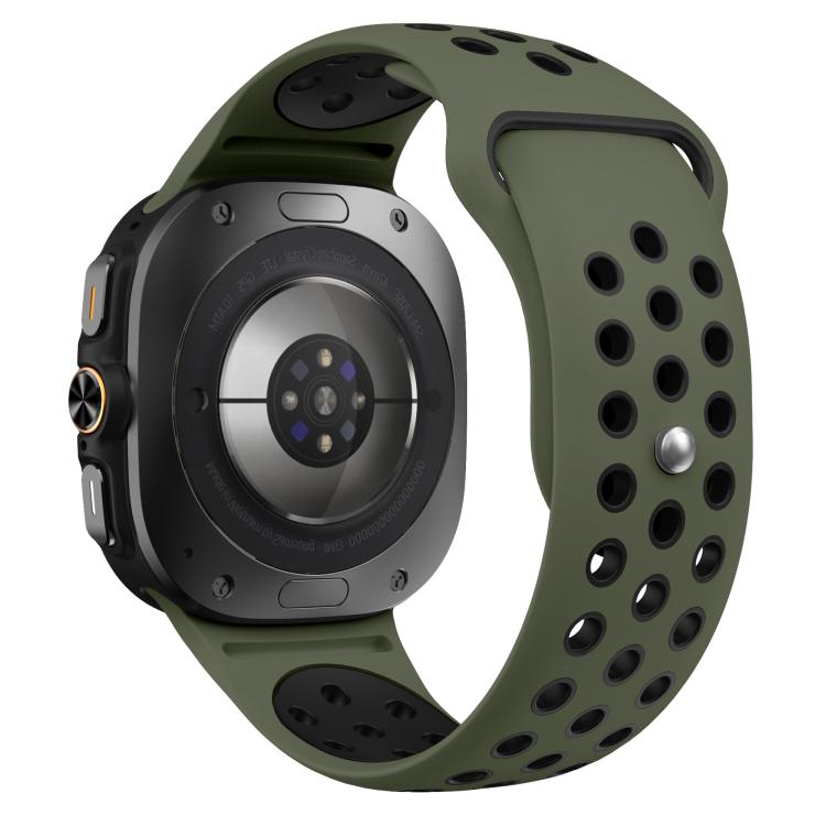 For Samsung Galaxy Watch Ultra 47mm / Ultra 2025 Two Color Round Holes Reverse Buckle Silicone Watch Band
