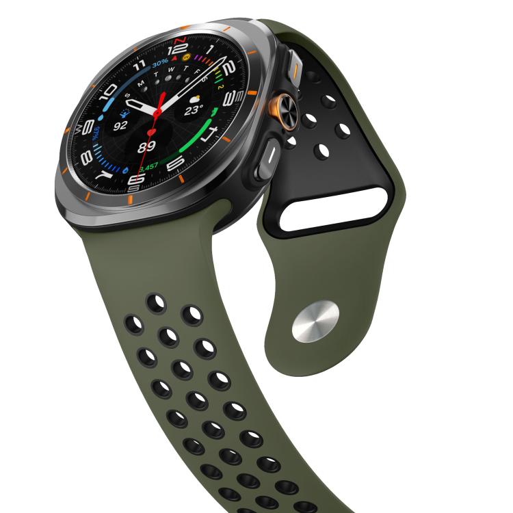 For Samsung Galaxy Watch Ultra 47mm / Ultra 2025 Two Color Round Holes Reverse Buckle Silicone Watch Band
