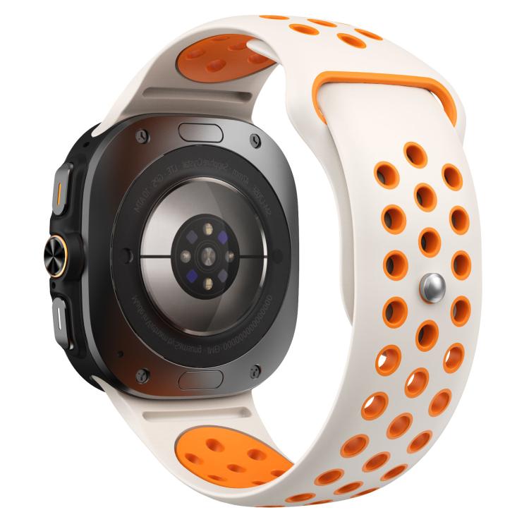 For Samsung Galaxy Watch Ultra 47mm / Ultra 2025 Two Color Round Holes Reverse Buckle Silicone Watch Band