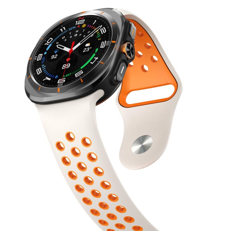 For Samsung Galaxy Watch Ultra 47mm / Ultra 2025 Two Color Round Holes Reverse Buckle Silicone Watch Band
