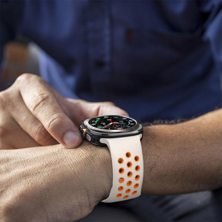 For Samsung Galaxy Watch Ultra 47mm / Ultra 2025 Two Color Round Holes Reverse Buckle Silicone Watch Band