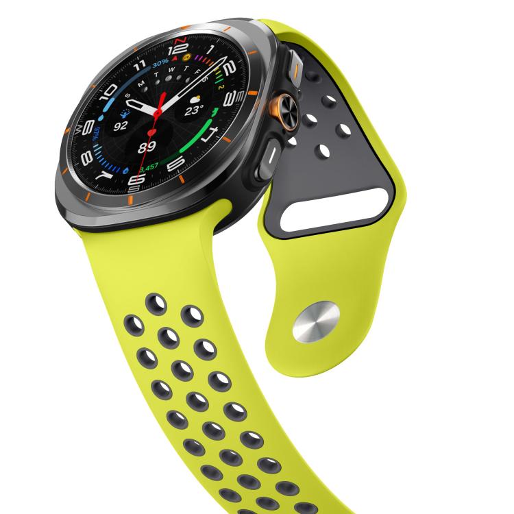 For Samsung Galaxy Watch Ultra 47mm / Ultra 2025 Two Color Round Holes Reverse Buckle Silicone Watch Band