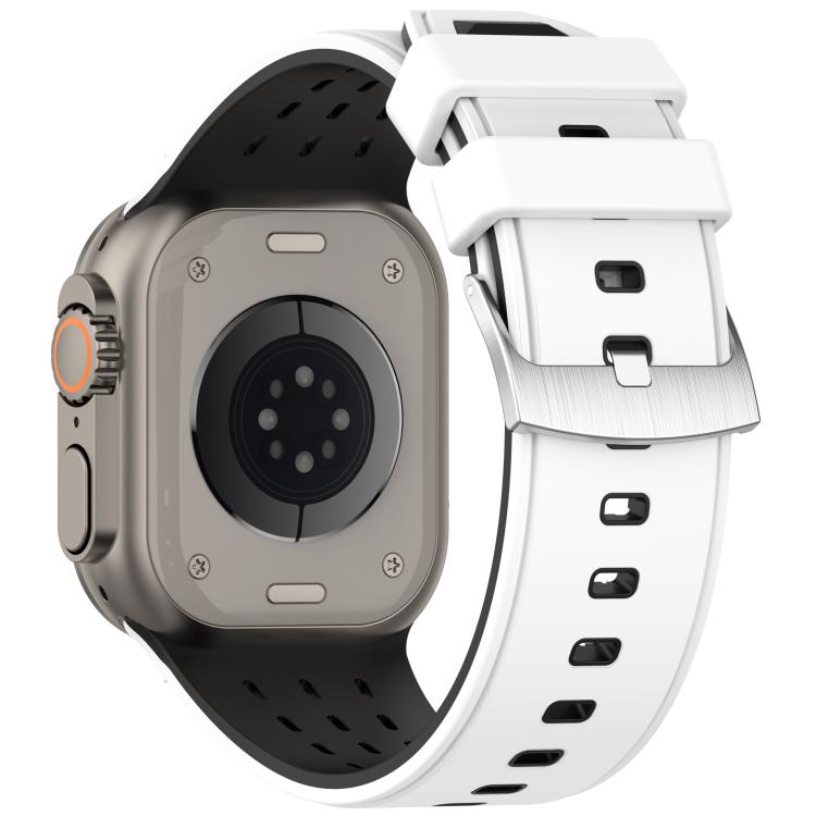 For Apple Watch 46mm/ 49mm / 45mm / 44mm Vertical Holes Dual-Color Breathable Silicone Watch Band