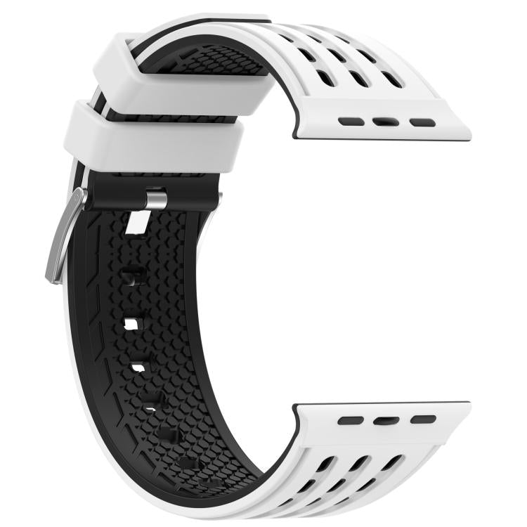 For Apple Watch 46mm/ 49mm / 45mm / 44mm Vertical Holes Dual-Color Breathable Silicone Watch Band