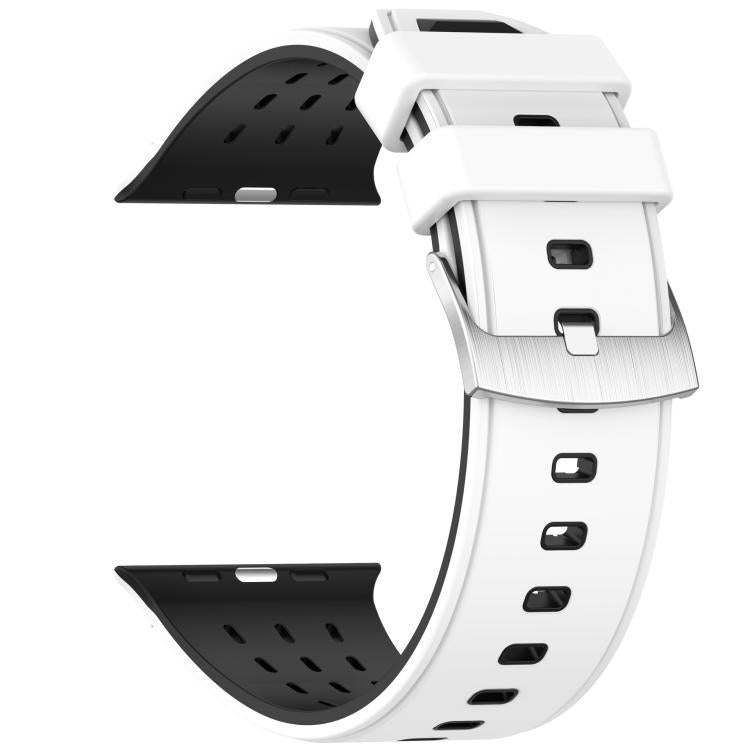 For Apple Watch 46mm/ 49mm / 45mm / 44mm Vertical Holes Dual-Color Breathable Silicone Watch Band