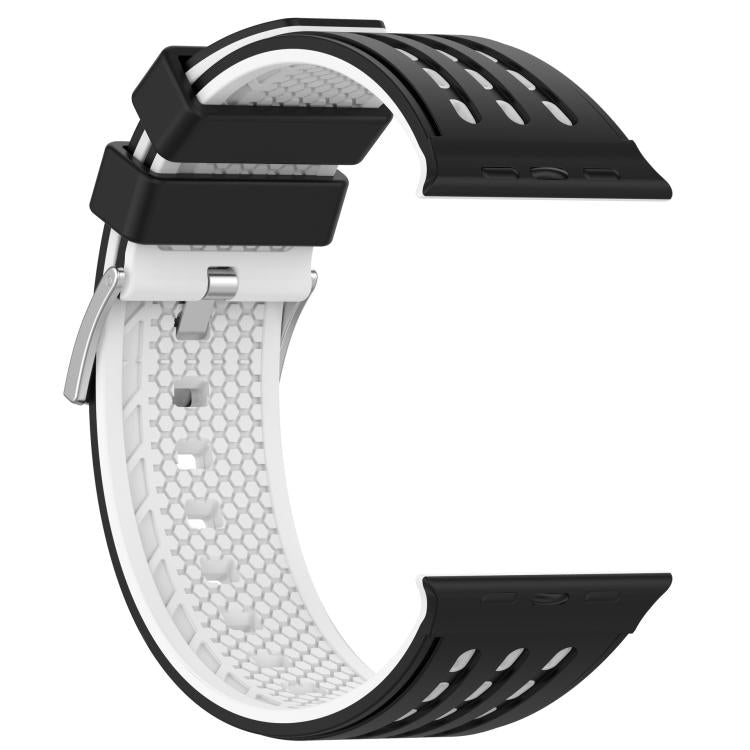 For Apple Watch 46mm/ 49mm / 45mm / 44mm Vertical Holes Dual-Color Breathable Silicone Watch Band