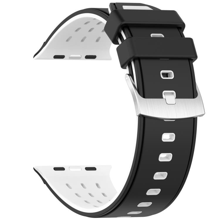 For Apple Watch 46mm/ 49mm / 45mm / 44mm Vertical Holes Dual-Color Breathable Silicone Watch Band