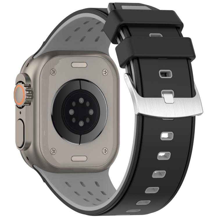 For Apple Watch 46mm/ 49mm / 45mm / 44mm Vertical Holes Dual-Color Breathable Silicone Watch Band
