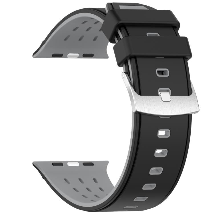 For Apple Watch 46mm/ 49mm / 45mm / 44mm Vertical Holes Dual-Color Breathable Silicone Watch Band