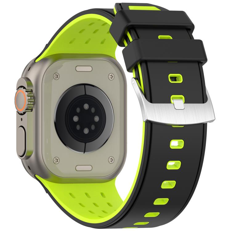 For Apple Watch 46mm/ 49mm / 45mm / 44mm Vertical Holes Dual-Color Breathable Silicone Watch Band