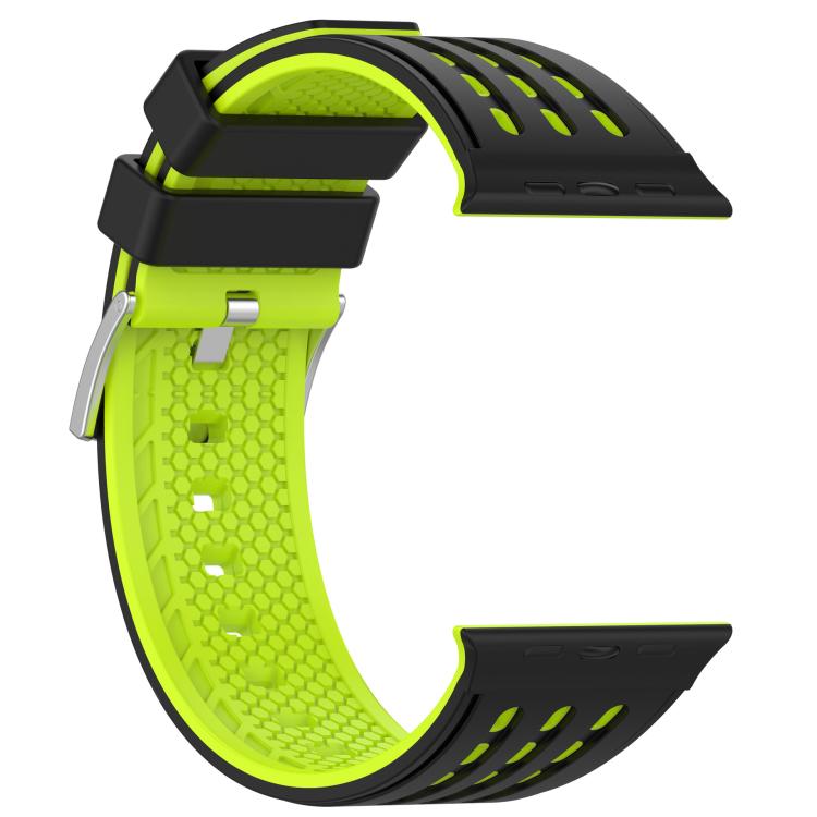 For Apple Watch 46mm/ 49mm / 45mm / 44mm Vertical Holes Dual-Color Breathable Silicone Watch Band