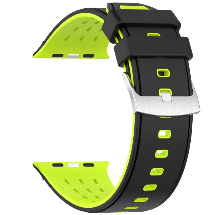 For Apple Watch 46mm/ 49mm / 45mm / 44mm Vertical Holes Dual-Color Breathable Silicone Watch Band