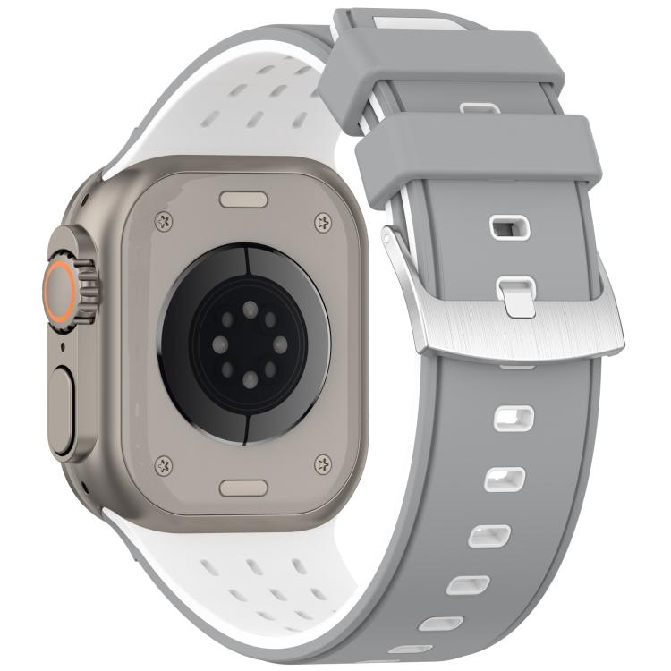 For Apple Watch 46mm/ 49mm / 45mm / 44mm Vertical Holes Dual-Color Breathable Silicone Watch Band