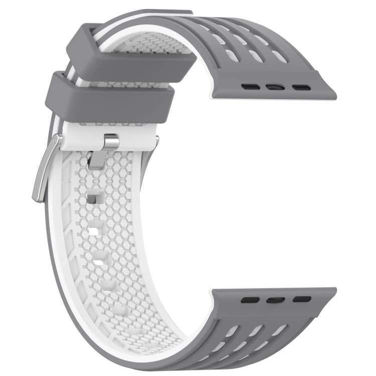 For Apple Watch 46mm/ 49mm / 45mm / 44mm Vertical Holes Dual-Color Breathable Silicone Watch Band