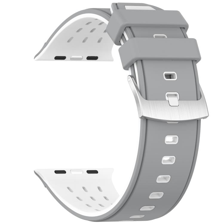 For Apple Watch 46mm/ 49mm / 45mm / 44mm Vertical Holes Dual-Color Breathable Silicone Watch Band