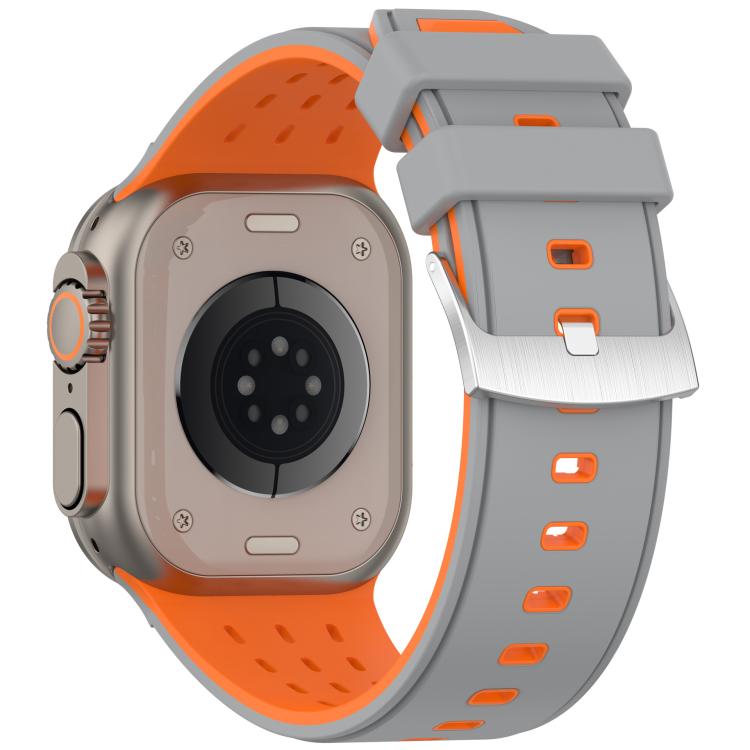For Apple Watch 46mm/ 49mm / 45mm / 44mm Vertical Holes Dual-Color Breathable Silicone Watch Band