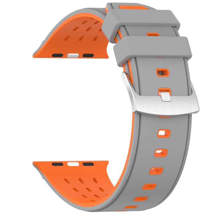 For Apple Watch 46mm/ 49mm / 45mm / 44mm Vertical Holes Dual-Color Breathable Silicone Watch Band