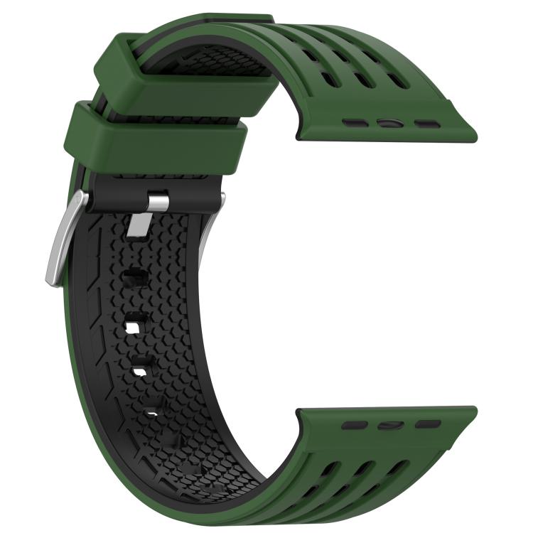 For Apple Watch 46mm/ 49mm / 45mm / 44mm Vertical Holes Dual-Color Breathable Silicone Watch Band