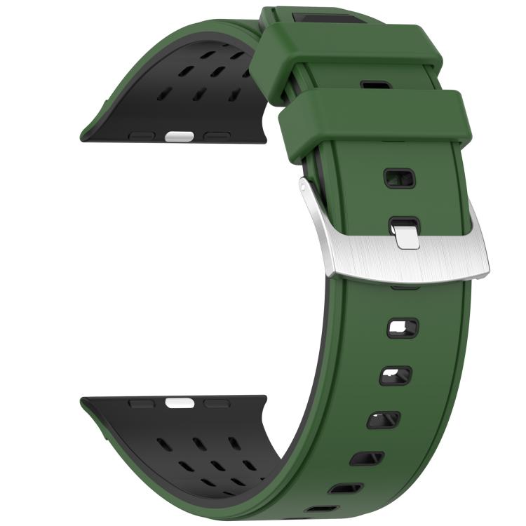 For Apple Watch 46mm/ 49mm / 45mm / 44mm Vertical Holes Dual-Color Breathable Silicone Watch Band