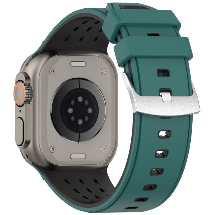 For Apple Watch 46mm/ 49mm / 45mm / 44mm Vertical Holes Dual-Color Breathable Silicone Watch Band