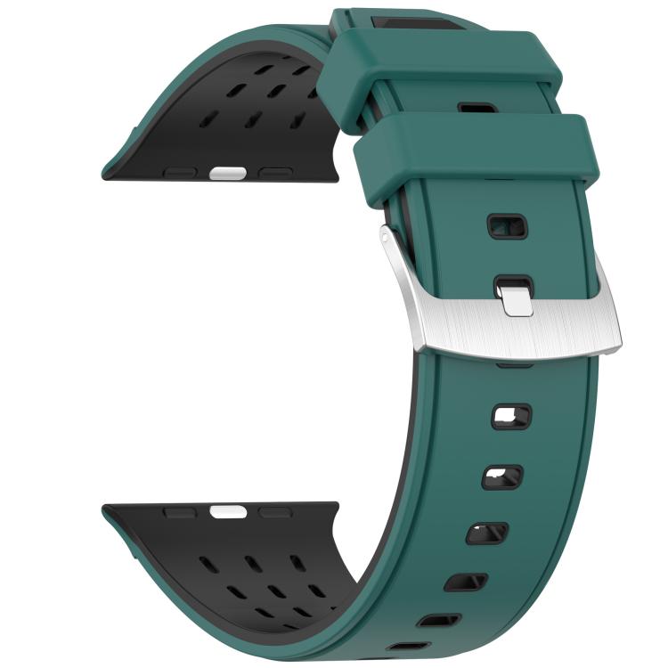 For Apple Watch 46mm/ 49mm / 45mm / 44mm Vertical Holes Dual-Color Breathable Silicone Watch Band