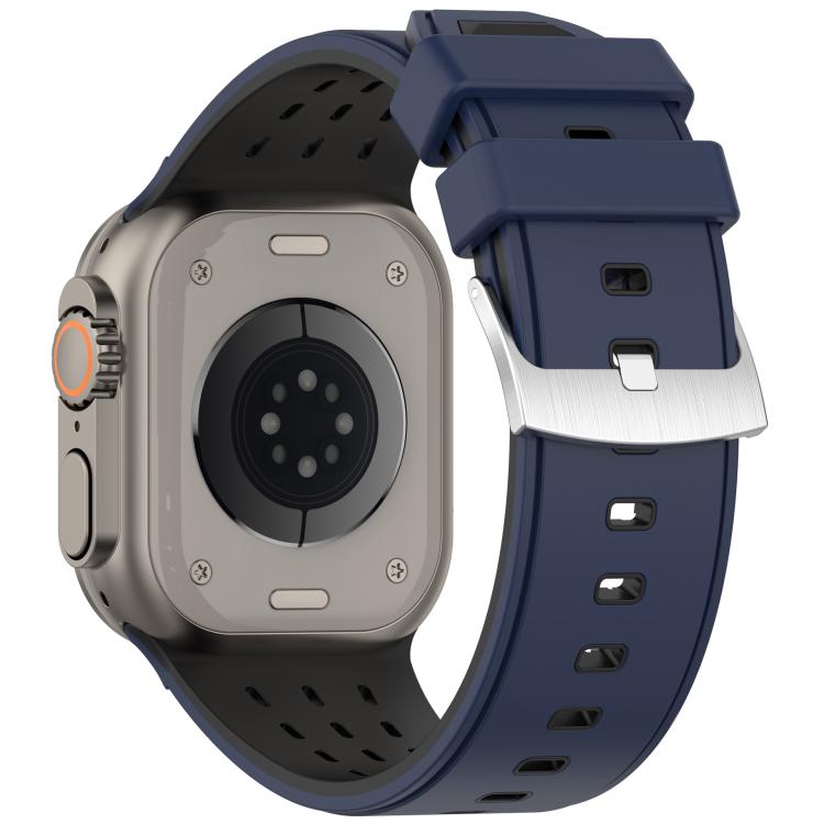 For Apple Watch 46mm/ 49mm / 45mm / 44mm Vertical Holes Dual-Color Breathable Silicone Watch Band