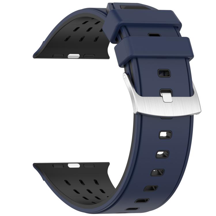 For Apple Watch 46mm/ 49mm / 45mm / 44mm Vertical Holes Dual-Color Breathable Silicone Watch Band