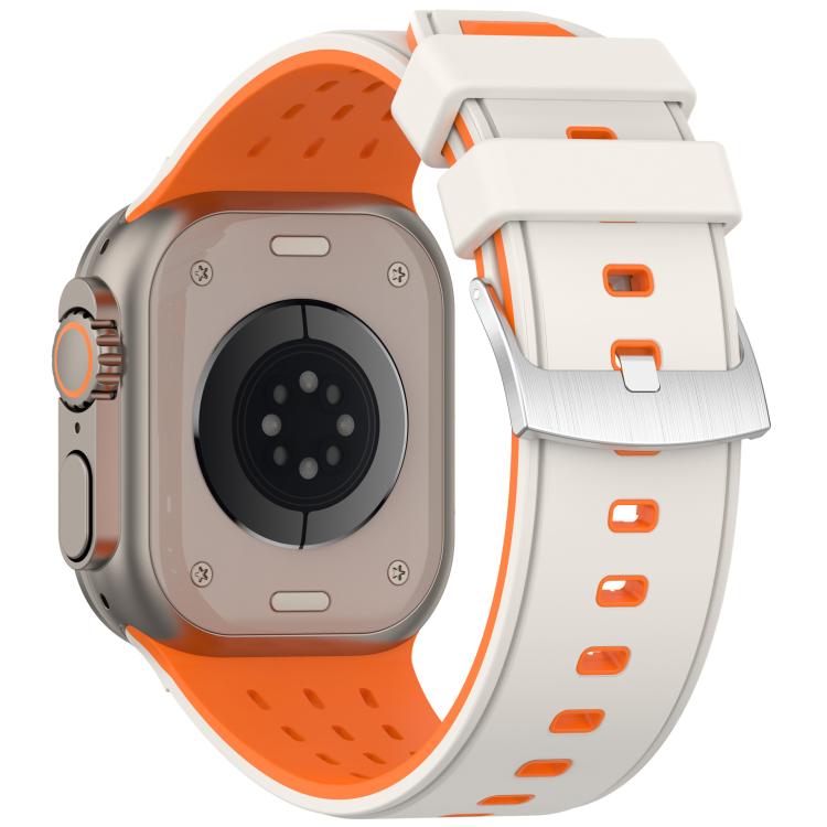 For Apple Watch 46mm/ 49mm / 45mm / 44mm Vertical Holes Dual-Color Breathable Silicone Watch Band