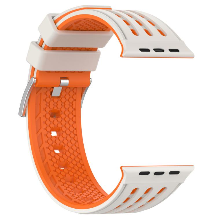For Apple Watch 46mm/ 49mm / 45mm / 44mm Vertical Holes Dual-Color Breathable Silicone Watch Band