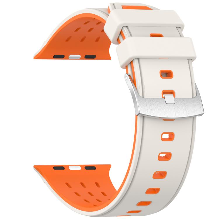 For Apple Watch 46mm/ 49mm / 45mm / 44mm Vertical Holes Dual-Color Breathable Silicone Watch Band