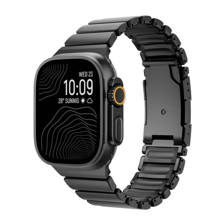 For Apple Watch 46mm/ 49mm / 45mm / 44mm Turtle Buckle Dual-Color Titanium Metal Silicone Watch Band