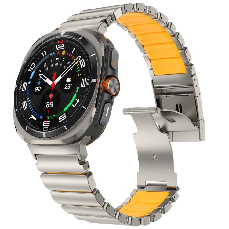 For Samsung Galaxy Watch8 / 8 Classic Turtle Buckle Dual Color Titanium Metal Silicone Watch Band