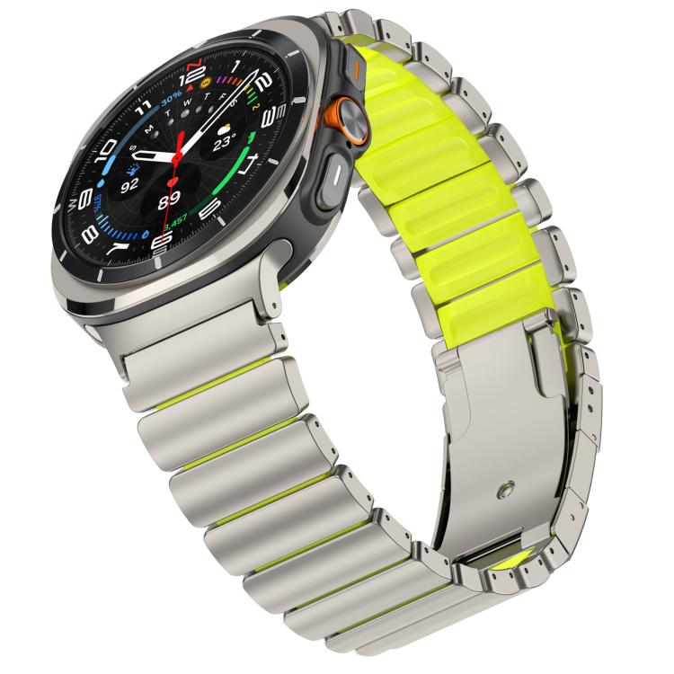 For Samsung Galaxy Watch8 / 8 Classic Turtle Buckle Dual Color Titanium Metal Silicone Watch Band
