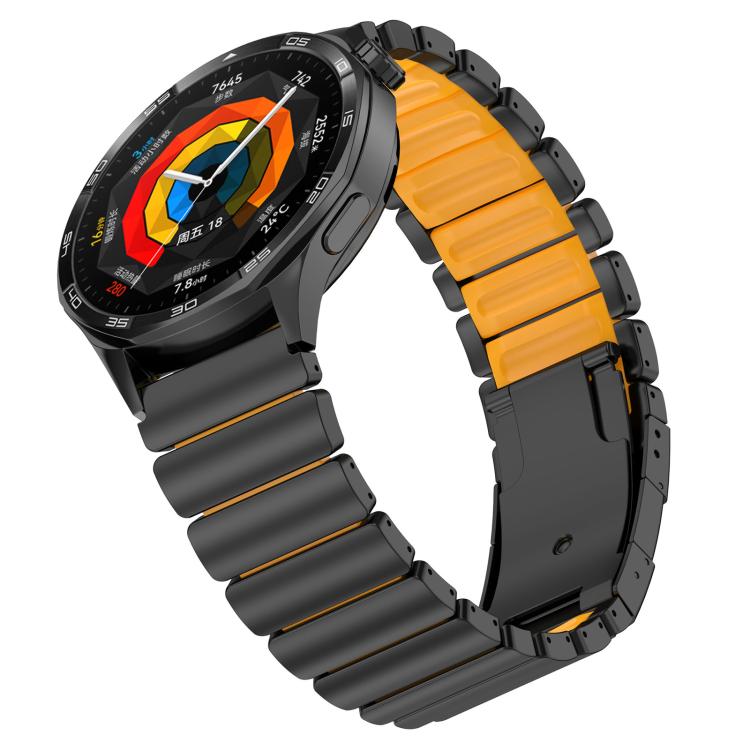 22mm Turtle Buckle Dual Color Titanium Metal Silicone Watch Band