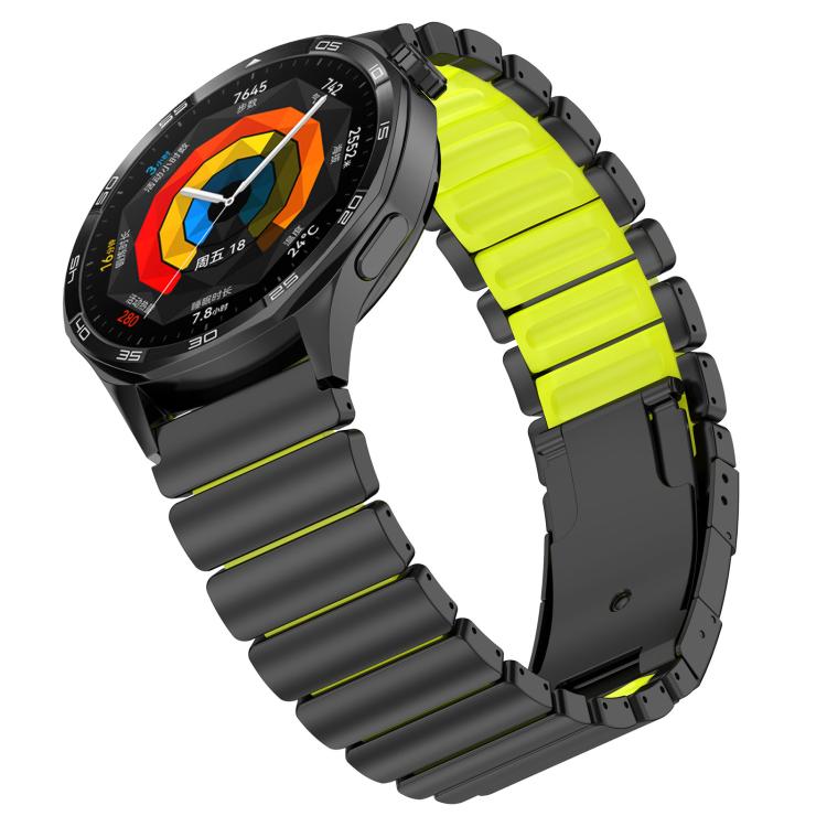 22mm Turtle Buckle Dual Color Titanium Metal Silicone Watch Band