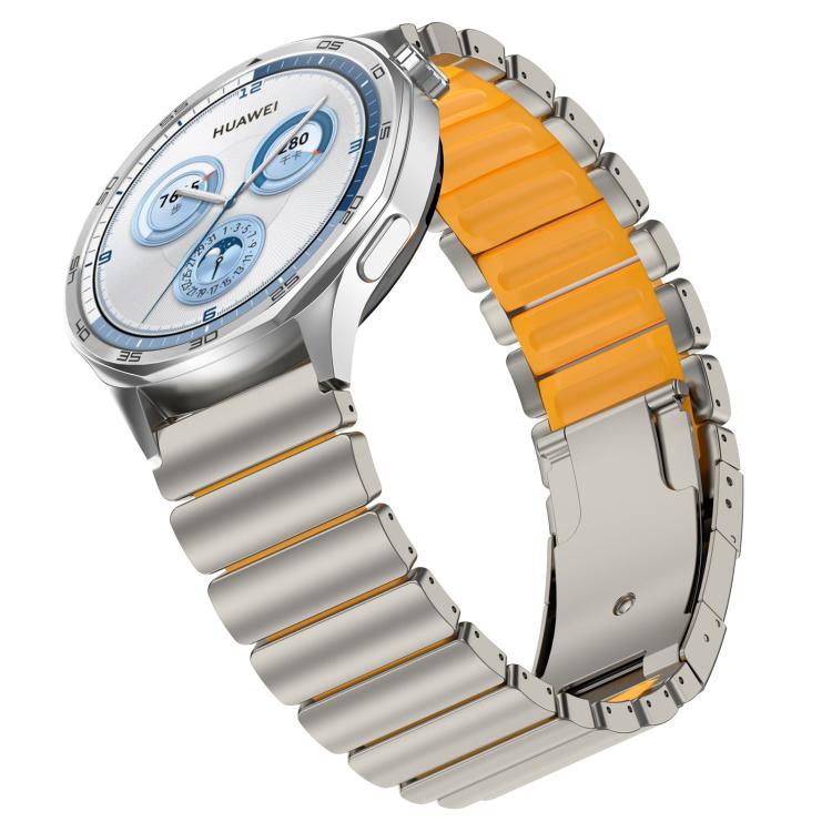 22mm Turtle Buckle Dual Color Titanium Metal Silicone Watch Band