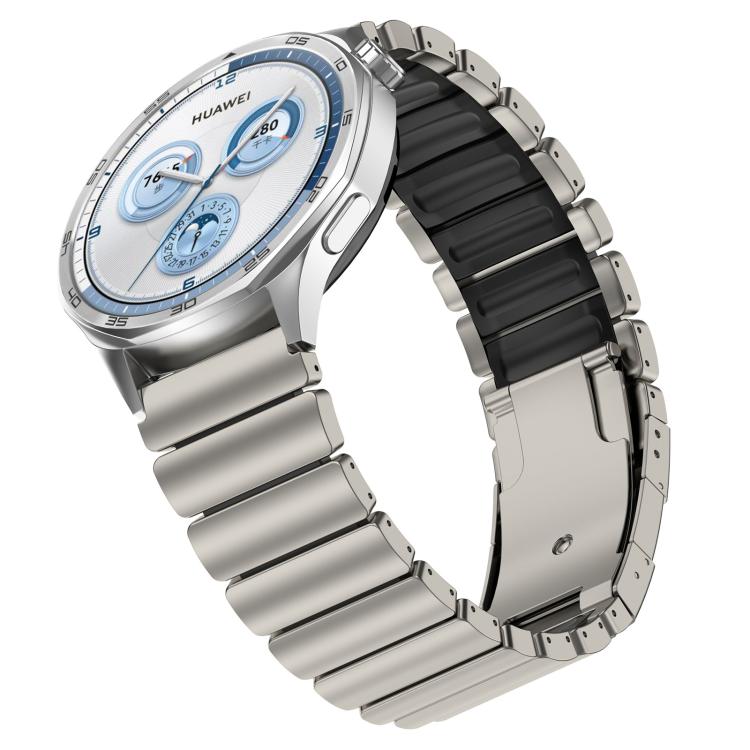 22mm Turtle Buckle Dual Color Titanium Metal Silicone Watch Band