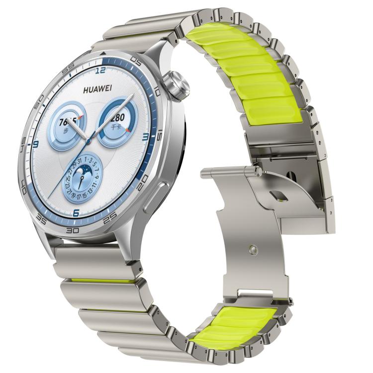 22mm Turtle Buckle Dual Color Titanium Metal Silicone Watch Band