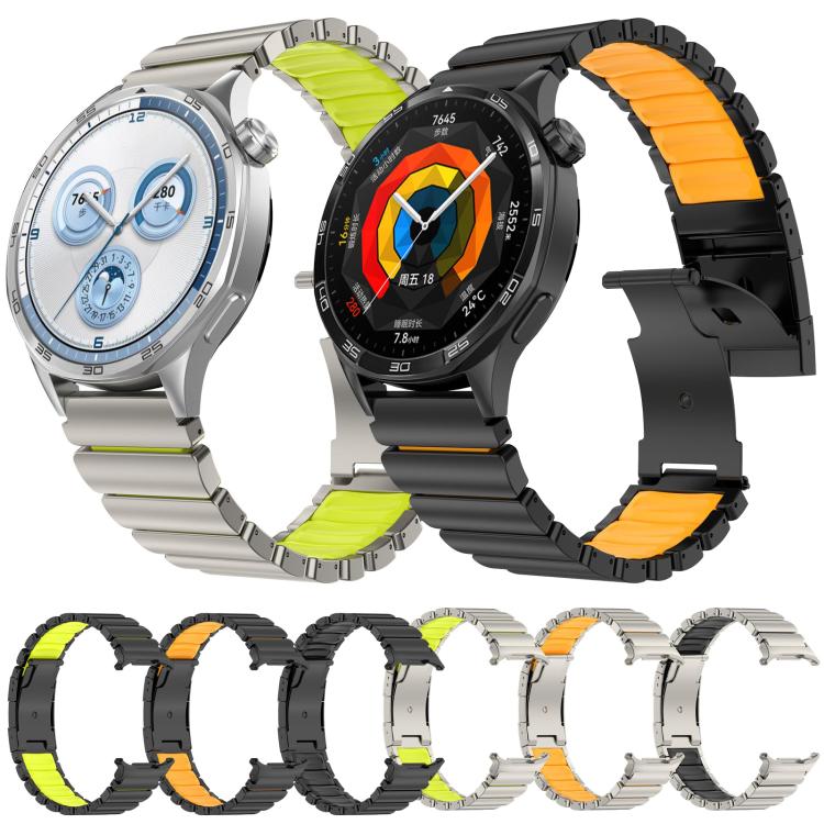 22mm Turtle Buckle Dual Color Titanium Metal Silicone Watch Band