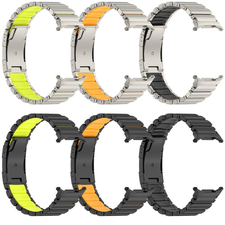 22mm Turtle Buckle Dual Color Titanium Metal Silicone Watch Band