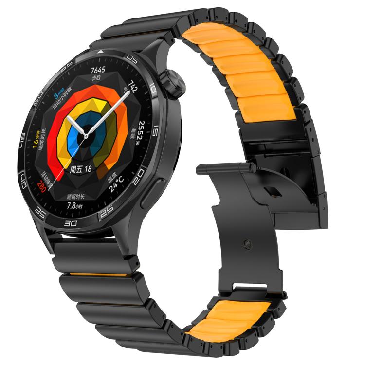 22mm Turtle Buckle Dual Color Titanium Metal Silicone Watch Band