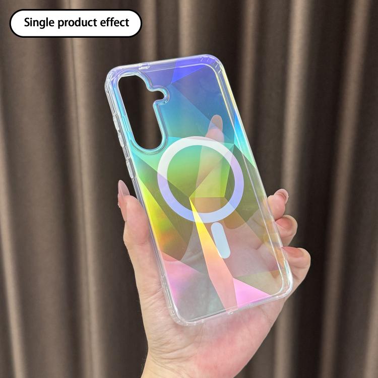 For Samsung Galaxy S25 Ultra 5G Glossy Color-Plated MagSafe Shockproof Phone Case - Colorful Diamond Lattice
