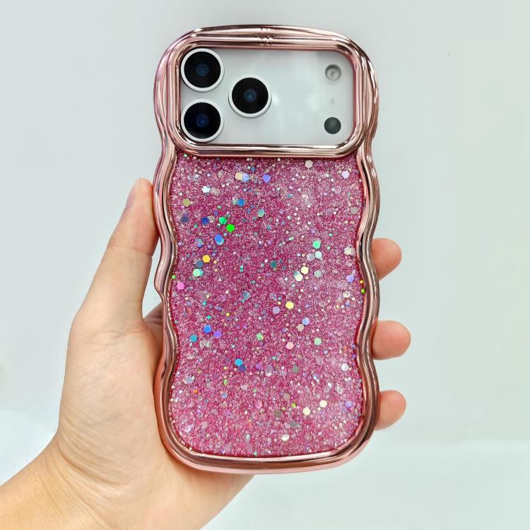 For iPhone 17 Pro Max Wave Glitter Sequined Electroplated Phone Case