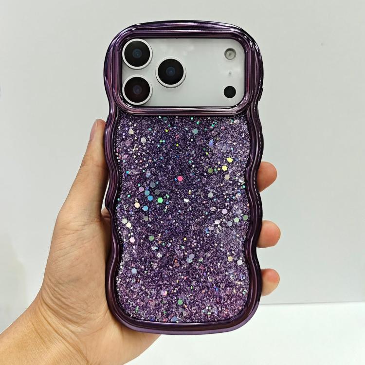For iPhone 17 Pro Wave Glitter Sequined Electroplated Phone Case